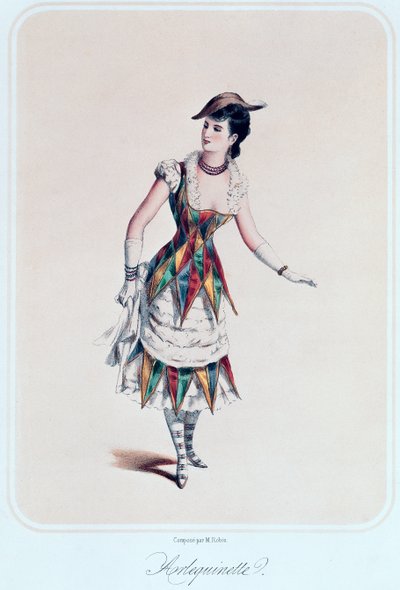 Costume Design for a Female Harlequin by French School